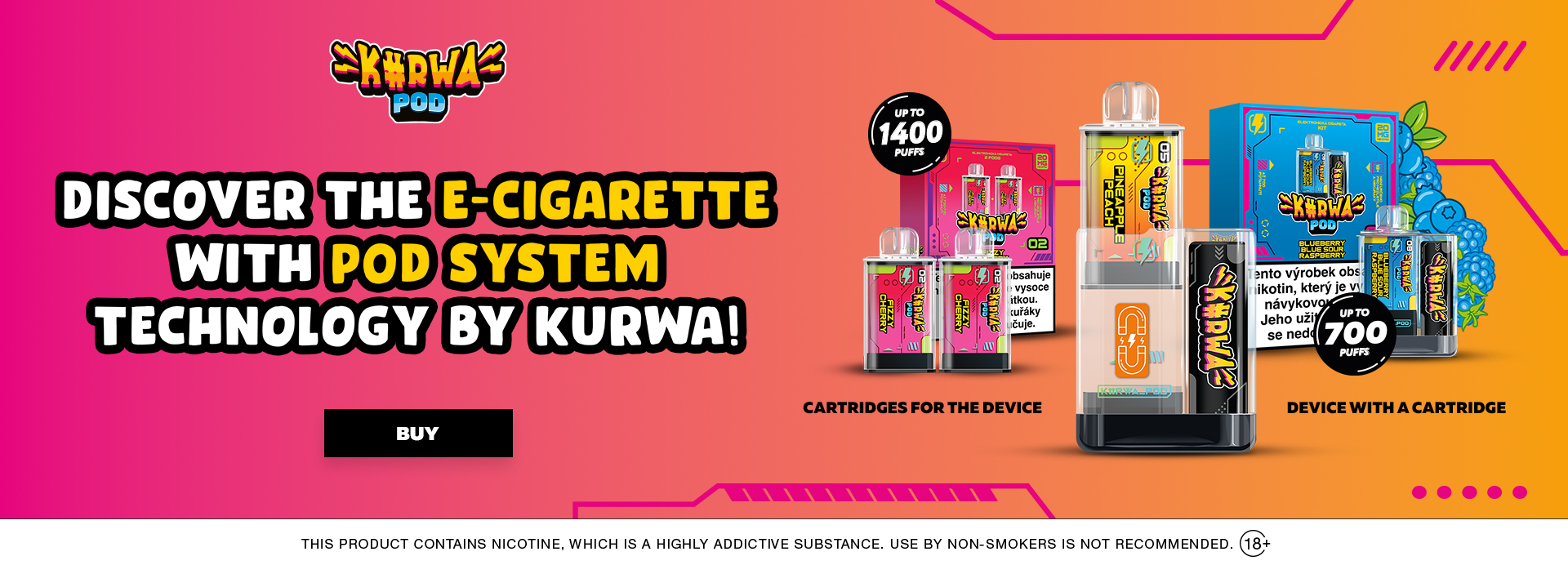 E-cigarette with POD system technology from Kurwa brand