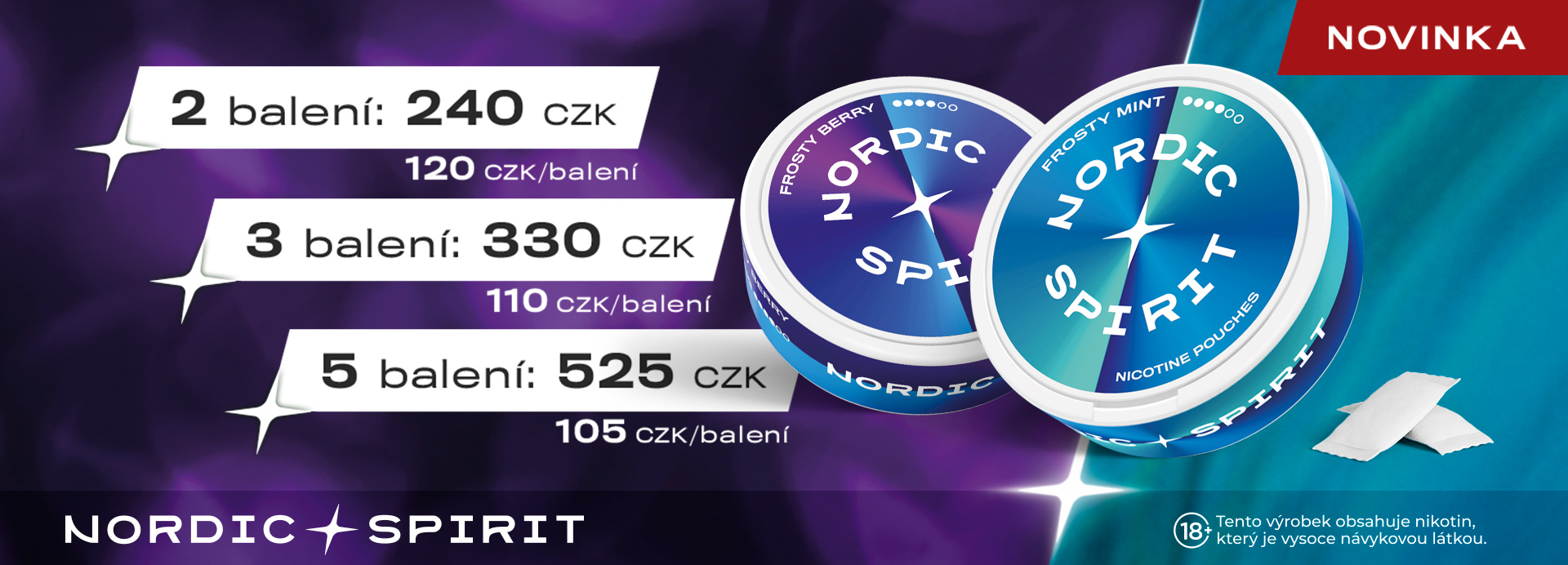 Nikotinové sáčky NORDIC SPIRIT v akční nabídce