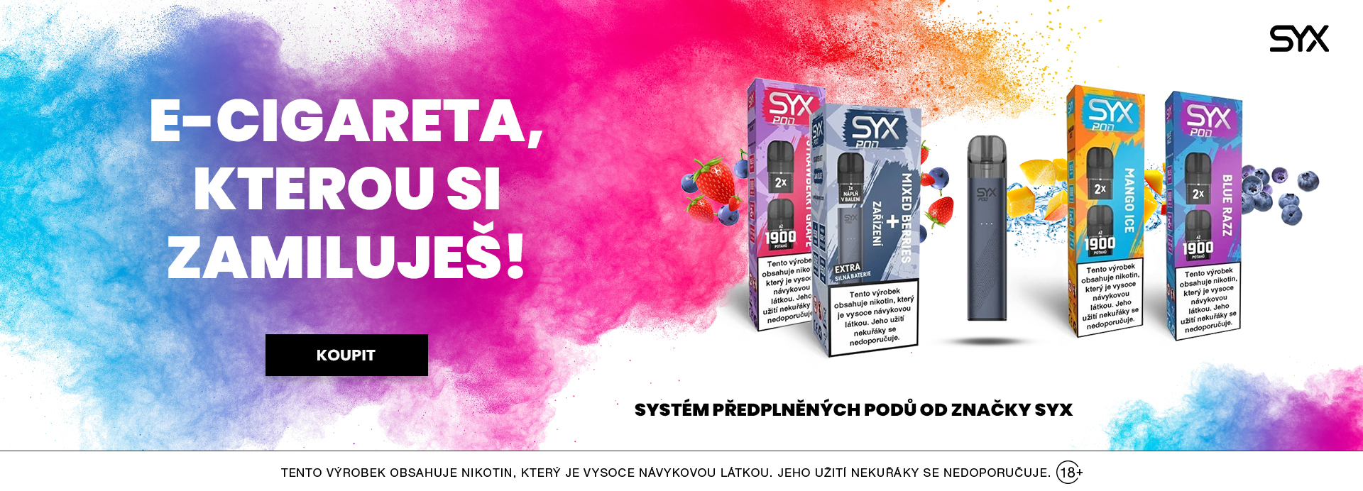 E-cigareta s technologií POD systém od značky SYX